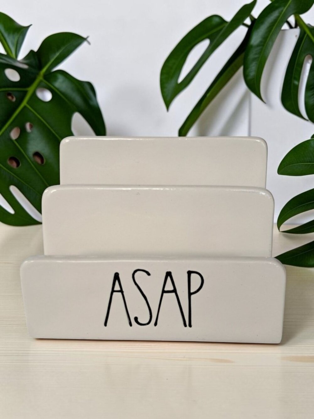 Rae Dunn by Magenta Ceramic Letter Organizer in Ivory with ASAP